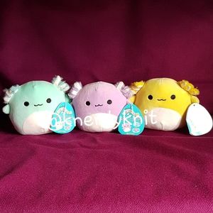 5" Axolotl Trio Squishmallows - Monica, Treyton, Anastasia - Easter Set of 3